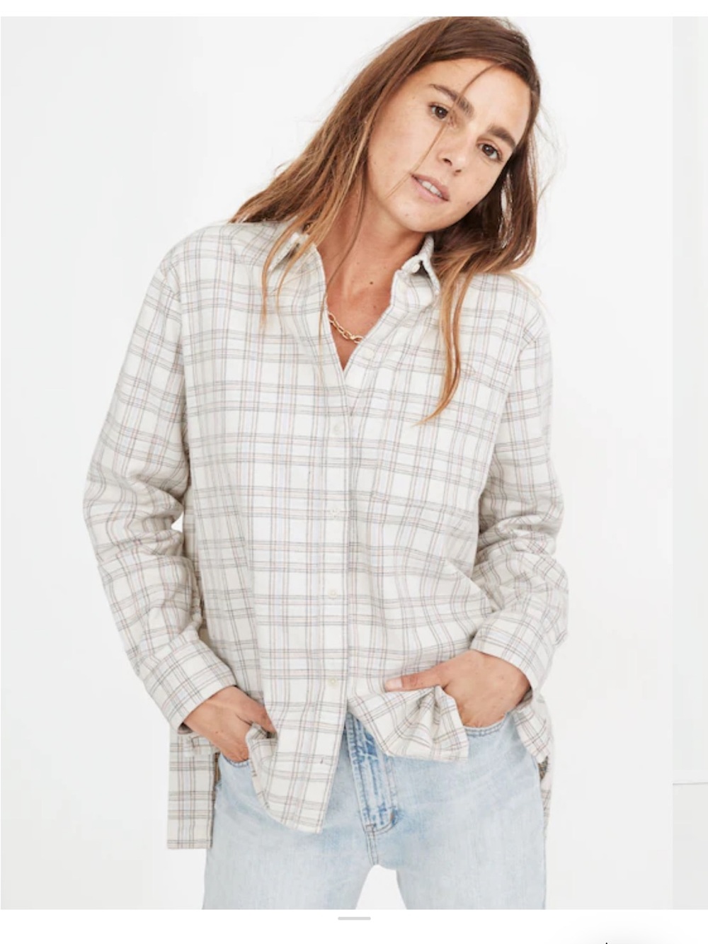 Madewell Women's Corduroy Oversized Ex-Boyfriend Shirt Lombard Plaid Preppy